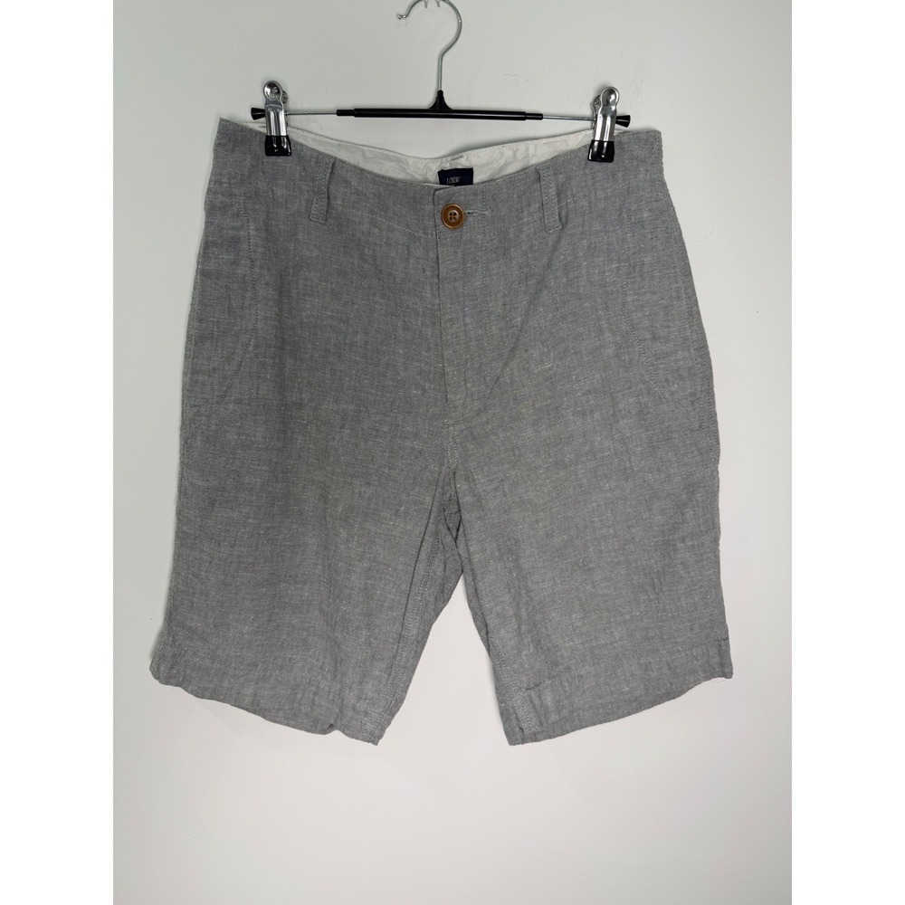 J.Crew Stanton Shorts Mens 31 Grey Linen Cotton Blend Flat Front Casual A4142